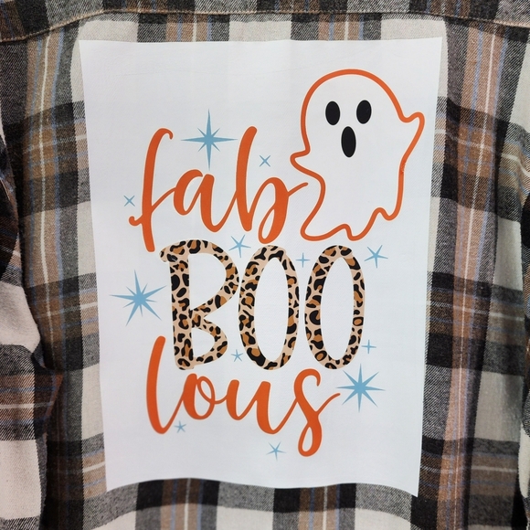 Fab BOO Lous Brown & White Custom Plaid Flannel Shirt, XL - Picture 2 of 5